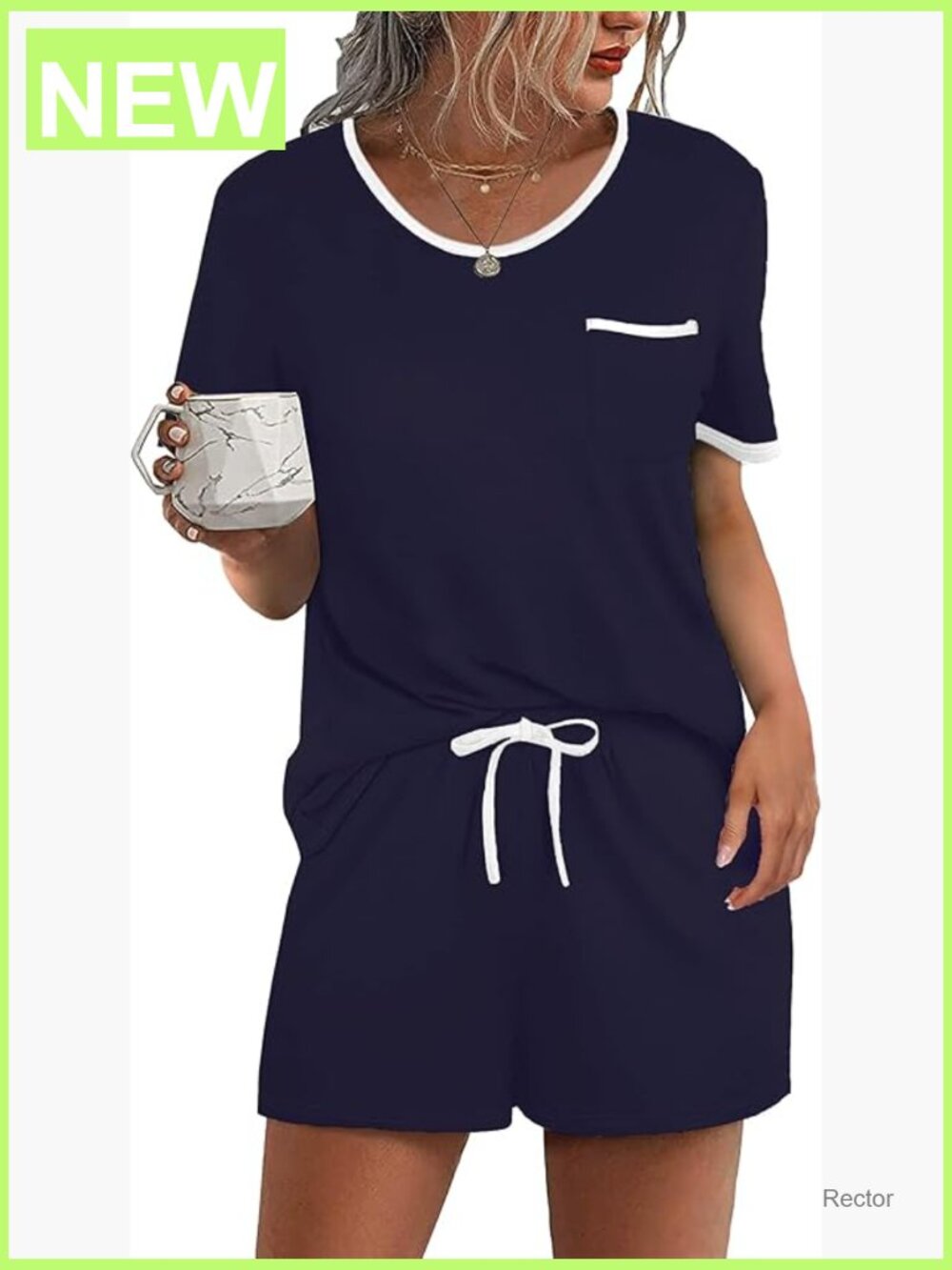 Women's 2 Piece Pajama Set Short Sleeve Top and Shorts Soft Lounge Sleepwear